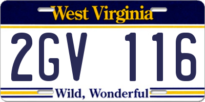 WV license plate 2GV116
