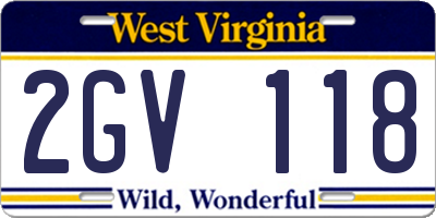 WV license plate 2GV118