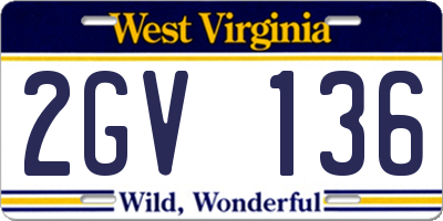 WV license plate 2GV136