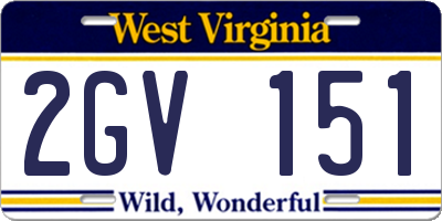 WV license plate 2GV151