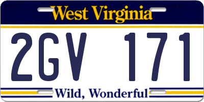 WV license plate 2GV171
