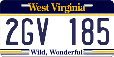 WV license plate 2GV185