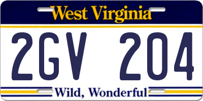 WV license plate 2GV204