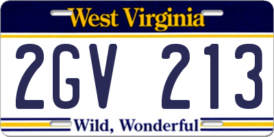 WV license plate 2GV213