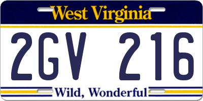 WV license plate 2GV216