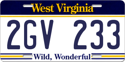 WV license plate 2GV233