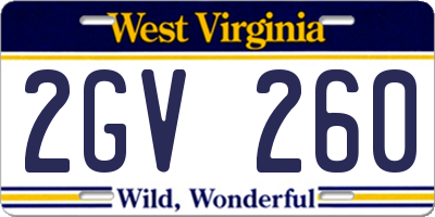 WV license plate 2GV260
