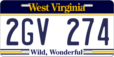 WV license plate 2GV274