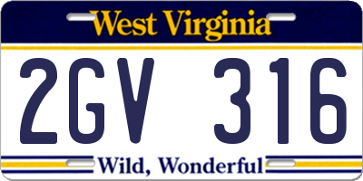 WV license plate 2GV316