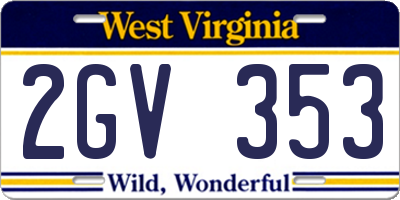 WV license plate 2GV353