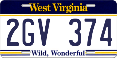 WV license plate 2GV374