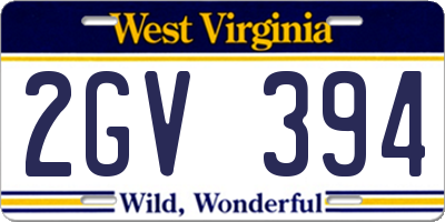 WV license plate 2GV394
