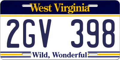 WV license plate 2GV398