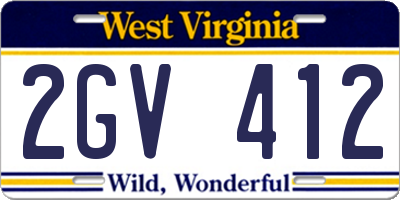 WV license plate 2GV412