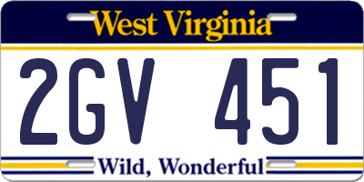 WV license plate 2GV451
