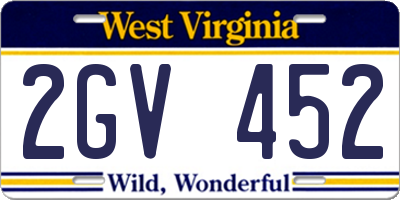 WV license plate 2GV452