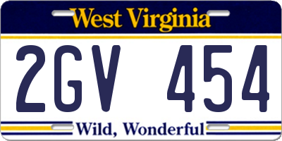 WV license plate 2GV454
