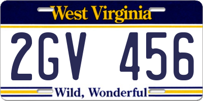 WV license plate 2GV456