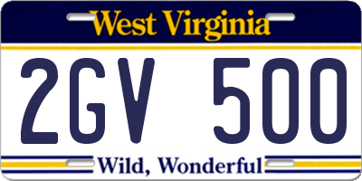 WV license plate 2GV500