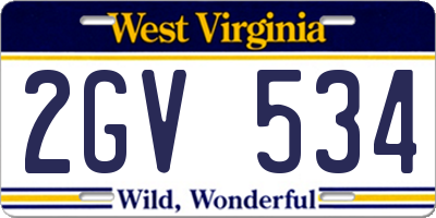 WV license plate 2GV534
