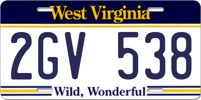 WV license plate 2GV538