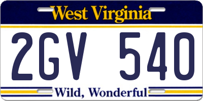 WV license plate 2GV540