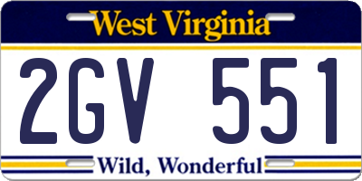 WV license plate 2GV551