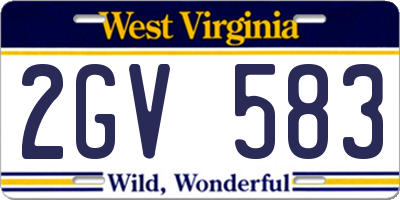 WV license plate 2GV583