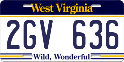 WV license plate 2GV636