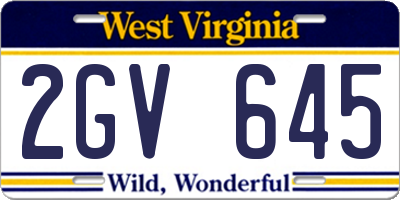 WV license plate 2GV645