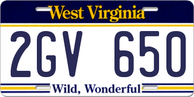 WV license plate 2GV650