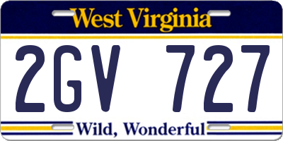 WV license plate 2GV727