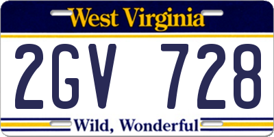 WV license plate 2GV728