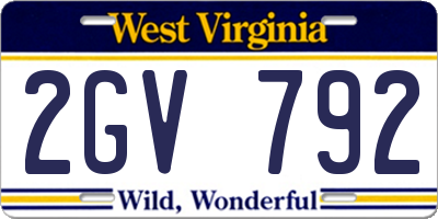 WV license plate 2GV792