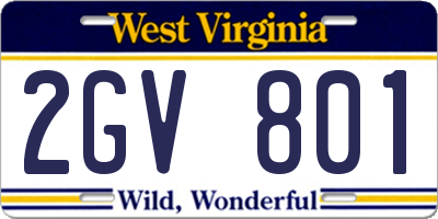 WV license plate 2GV801