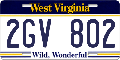 WV license plate 2GV802