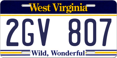 WV license plate 2GV807