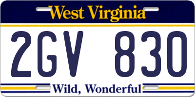 WV license plate 2GV830