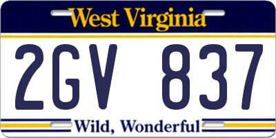 WV license plate 2GV837