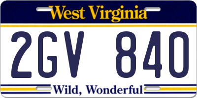 WV license plate 2GV840