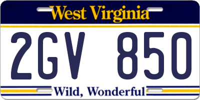 WV license plate 2GV850