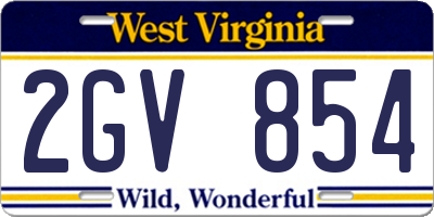 WV license plate 2GV854
