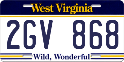 WV license plate 2GV868