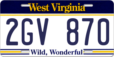 WV license plate 2GV870