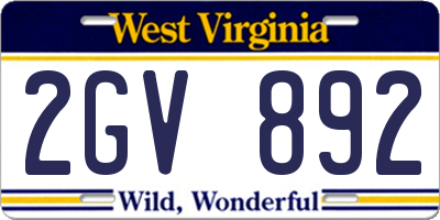 WV license plate 2GV892