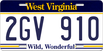 WV license plate 2GV910