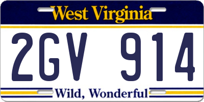 WV license plate 2GV914
