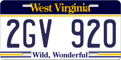 WV license plate 2GV920
