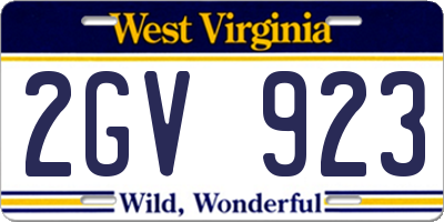 WV license plate 2GV923