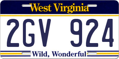 WV license plate 2GV924